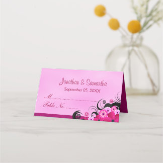 Cartão De Mesa Clássica Hibiscus Floral Light Fuchsia Dobrou Mesa