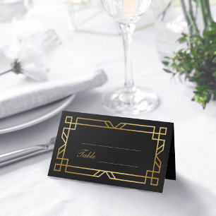Cartão De Mesa Clássica Vintage Moderna Arte Deco Preto Elegante