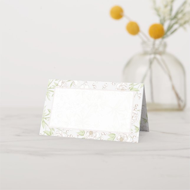 Cartão De Mesa Clássico Casamento Rosa Branca (Frente)