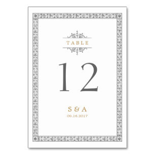 Cartão de mesa clássico de casamento vintage elega