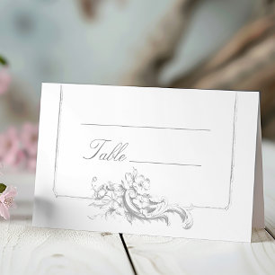 Cartão De Mesa Clássico Elegante francês Rococo Floral