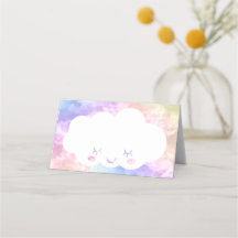 Cloud Nine Birthday Place Card - Kawaii Pastel Sky