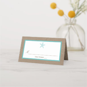 Cartão De Mesa Coleção de Casamentos de Praia Turquoise Starfish