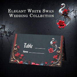 Cartão De Mesa Coleção de Noiva Cisne Branco Elegante