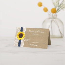 Cartão De Mesa Coleção Kraft, Lace & Sunflower - Marinho