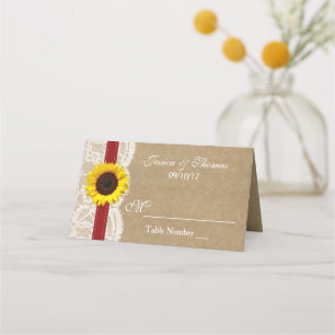 Cartão De Mesa Coleção Kraft, Lace & Sunflower - Vermelho