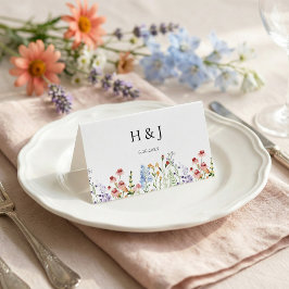 Cartão De Mesa Colorful Meadow Wildflower Wedding