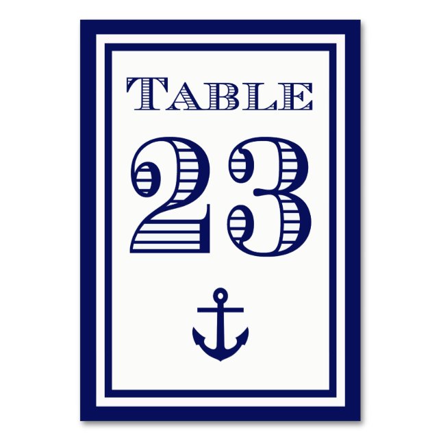 Cartão de Mesa com Âncora Simples em Azul Marinho  (Frente)