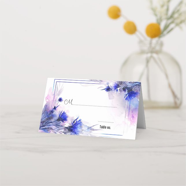 Cartão De Mesa Com citação no verso 💙 Cornflower Reverie (Frente)