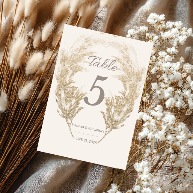 Cartão de Mesa com Grama das Pampas (Pampas Grass Table Card Number)