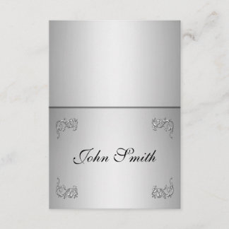 Cartão de mesa com nome - redemoinho de prata eleg