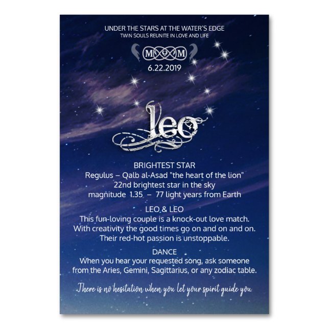 Cartão de Mesa com Tema Leo (Frente)