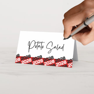 Cartão De Mesa Comida de Ano de Formatação Preta Vermelha ou