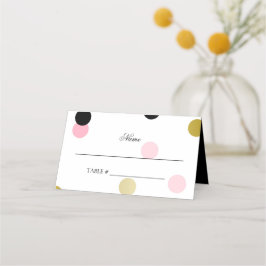 Cartão De Mesa Confetti Dourado Preto e Rosa