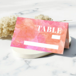 Cartão De Mesa Convidado de Casamento Abstrato em Aquarela Rosa L