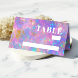Cartão De Mesa Convidado de Casamento Rosa Opala Dourado Minimali