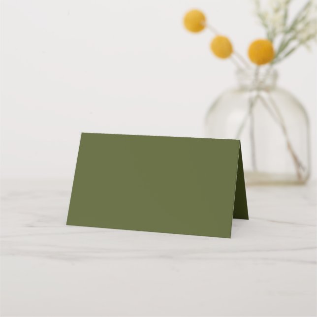 Cartão De Mesa Cor Sólida Verde do Exército (Frente)