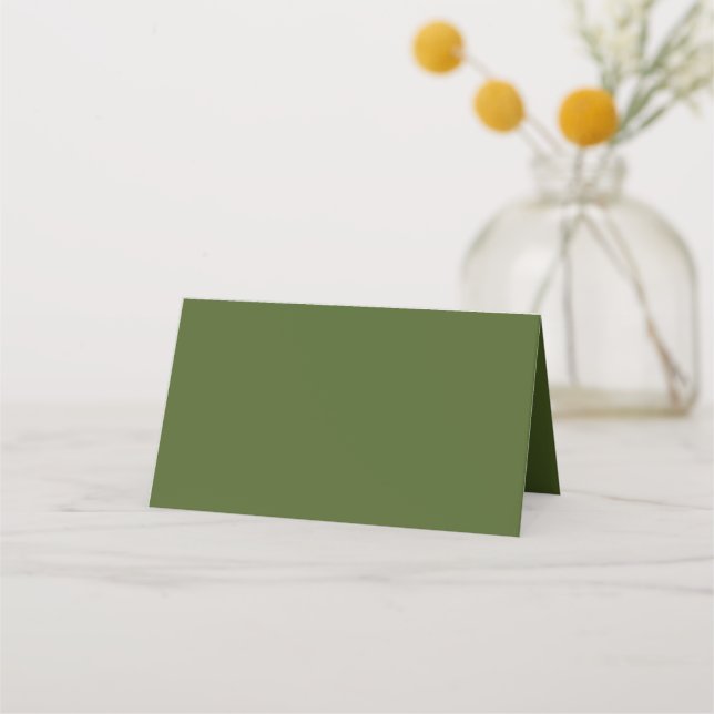 Cartão De Mesa Cor Sólida Verde do Moss Negro (Frente)