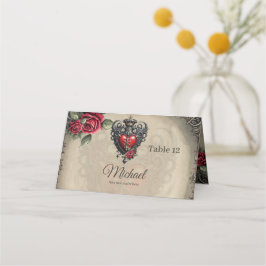 Cartão De Mesa Coração gótico elegante, mas místico