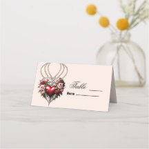 Coração gótico nobre com flores.