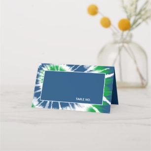 Cartão De Mesa Corante azul e verde colado personalizado