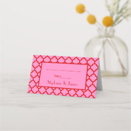 Cartão De Mesa Corantes cor-de-rosa #3 Quatrefoil Vermelho marroq