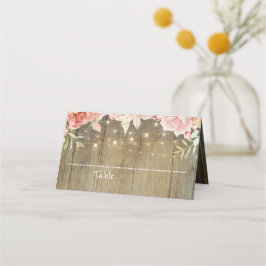 Cartão De Mesa Corda Floral Cor-de-Rosa Esbranquiçada Luz Madeira