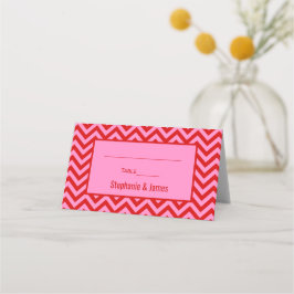 Cartão De Mesa Cores DIY Rosa #3 Chevron Vermelho Zigue-zague
