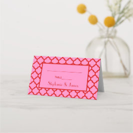 Cartão De Mesa Cores DIY Rosa #3 Vermelho Quatrefoil Marroquino