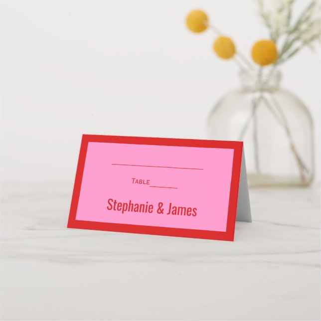 Cartão De Mesa Cores Elegantes de DIY Rosa #3 Vermelho (Frente)