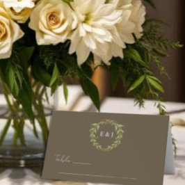 Cartão De Mesa Coroa Botânica Tom Terra Tons Casamento