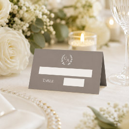 Cartão De Mesa Coroa de casamento bege marfim monogramada