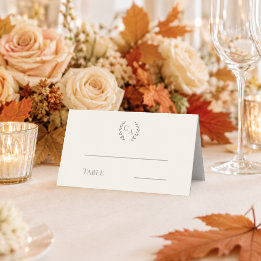 Cartão De Mesa Coroa de casamento marfim creme taupe monogramada