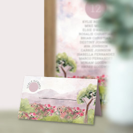 Cartão De Mesa Country Meadow Watercolor Casamento Dusty Rosa