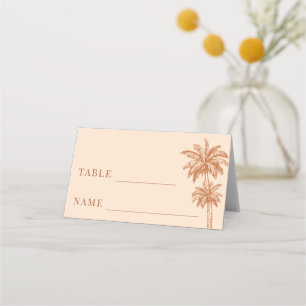 Cartão De Mesa Cream Beige Palm Tree Boho Beach Mesa