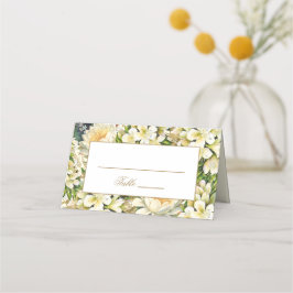 Cartão De Mesa Cream Dourado Arte Floral Nouveau Casamento