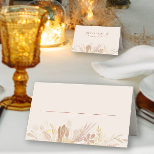 Cartão De Mesa Creme de Casamento Botânico Queimado Laranja Perso