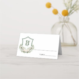 Cartão De Mesa Crest de Flores Brancas Casamento