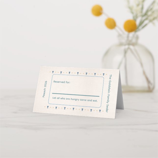 Cartão De Mesa Custom Passover Modern Table Name Cards (Frente)