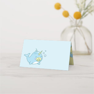 Cartão De Mesa Cute Narwhal Chá de fraldas Kawaii