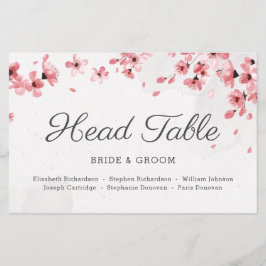 Cartão de mesa da cabeça de cereja cor-de-rosa