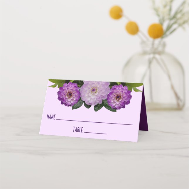 Cartão De Mesa Dahlia Purple Lavanda Lilac Floral Casamento (Frente)