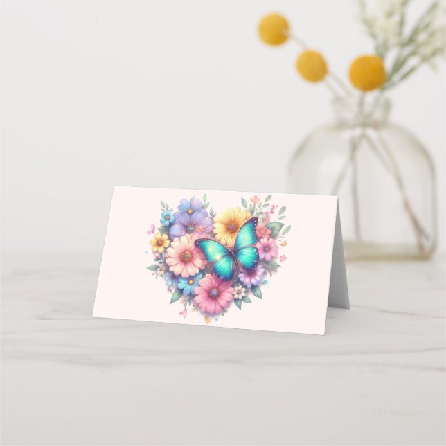 Cartão De Mesa Daisy Flowers with a Beautiful Butterfly (Frente)