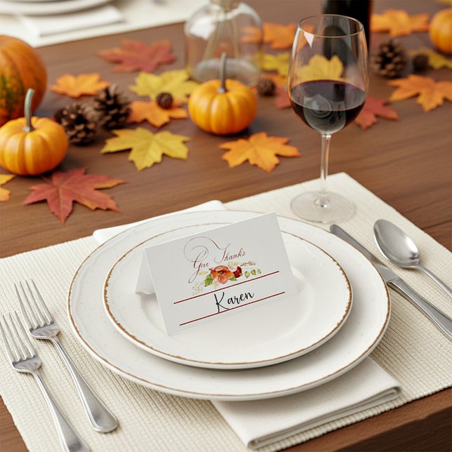 Cartão De Mesa Dar Graças floral de outono (Criador carregado)