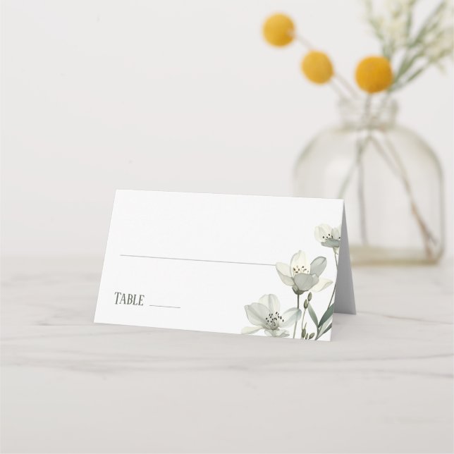 Cartão De Mesa Dark Sage Green Botanical Wedding (Frente)