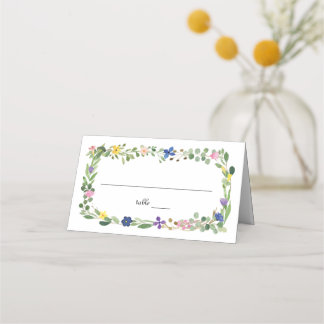 Cartão de Mesa das flores selvagens de aquarela