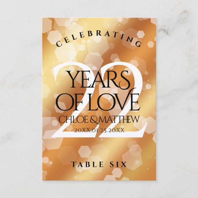 Cartão de Mesa de 22° aniversário de casamento de  (Frente)