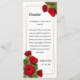 Cartão de Mesa de Agradecimento Clássico Rosas Ver