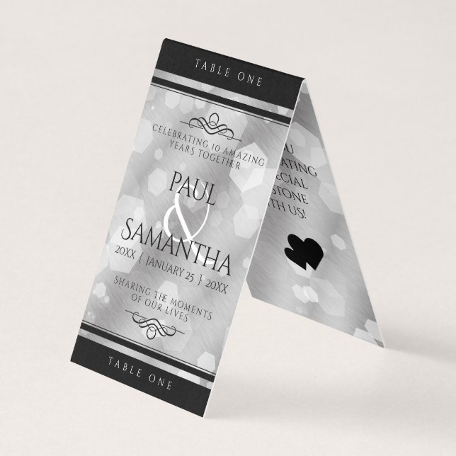 Cartão de Mesa de Aniversário de Casamento de 10 T (Frente)