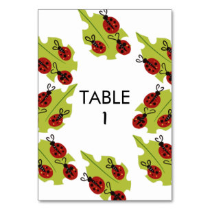 Cartão de Mesa de Aniversário Desenho de Joaninha